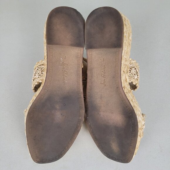 Sam Edelman Size 8M Cadance Sandals Natural Raffia Open Toe Embellished Wedge - Picture 10 of 12
